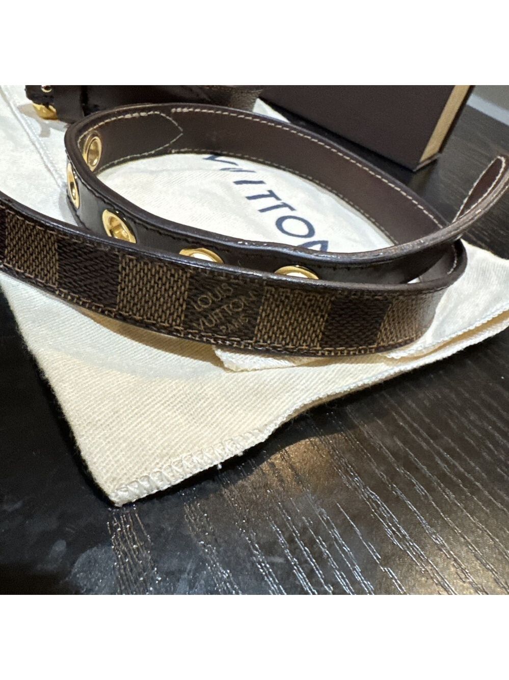 Louis Vuitton Damier Ebene Canvas Leather 25mm Buckle Belt 90/36 w COA - Picture 10 of 15